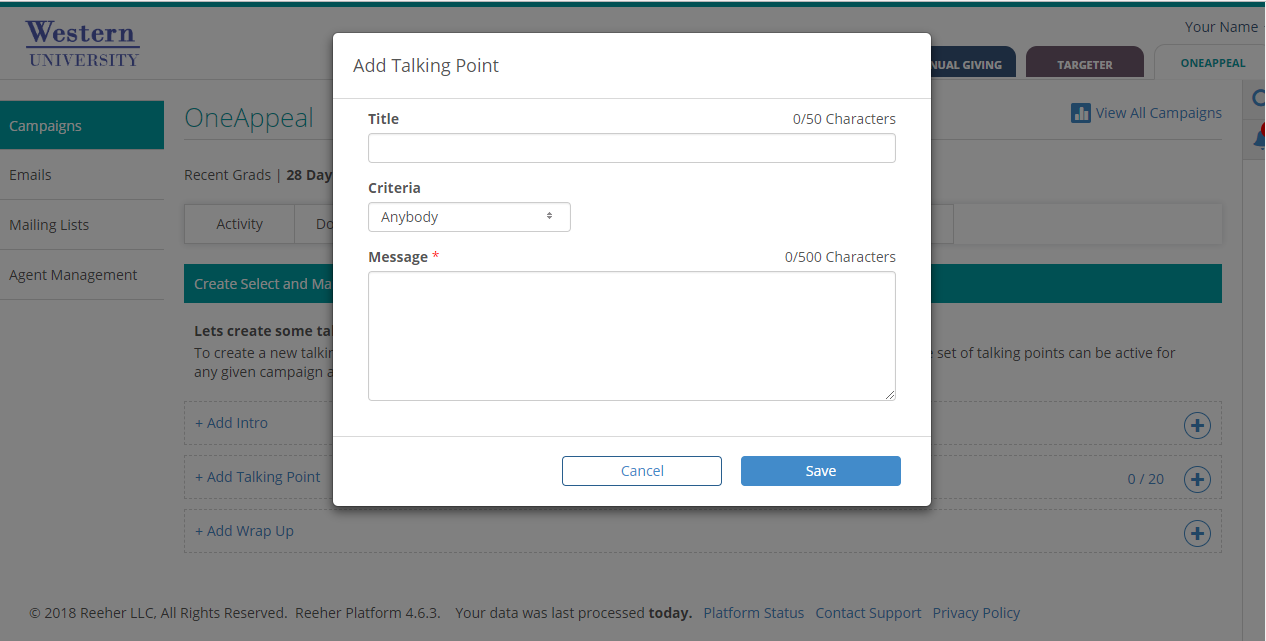 Add a talking point.